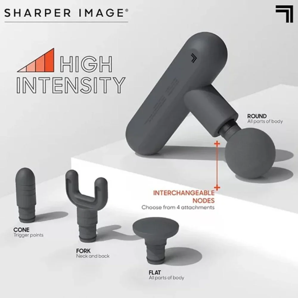 Sharper Image Powerboost Move Deep Tissue Dark Gray Travel Percussion Massager - Picture 2 of 5